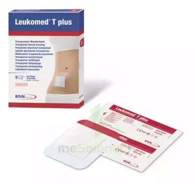 Leukomed T Plus Pansement Adhésif Stérile Avec Compresse Transparent 5x7,2cm B/5 à Blere